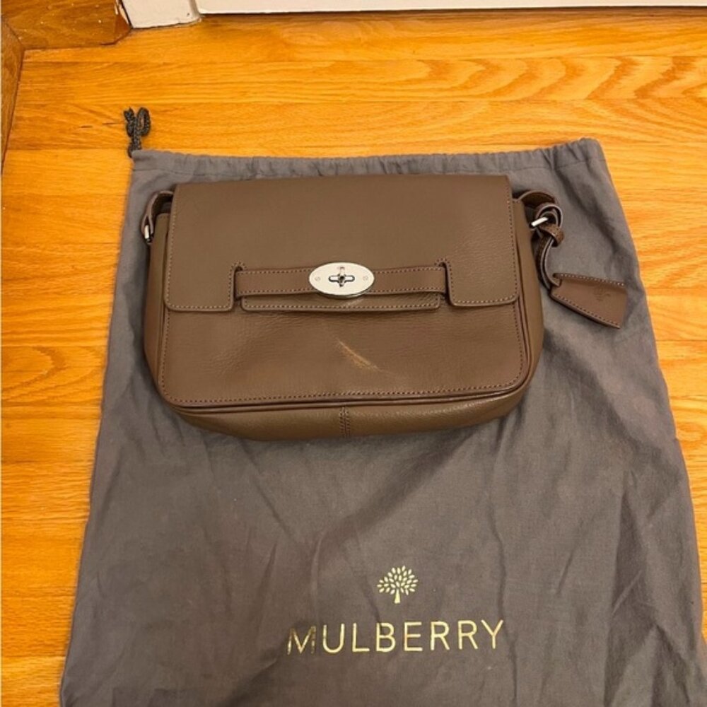 Mulberry Bayswater Brown Taupe Leather Shoulder Bag